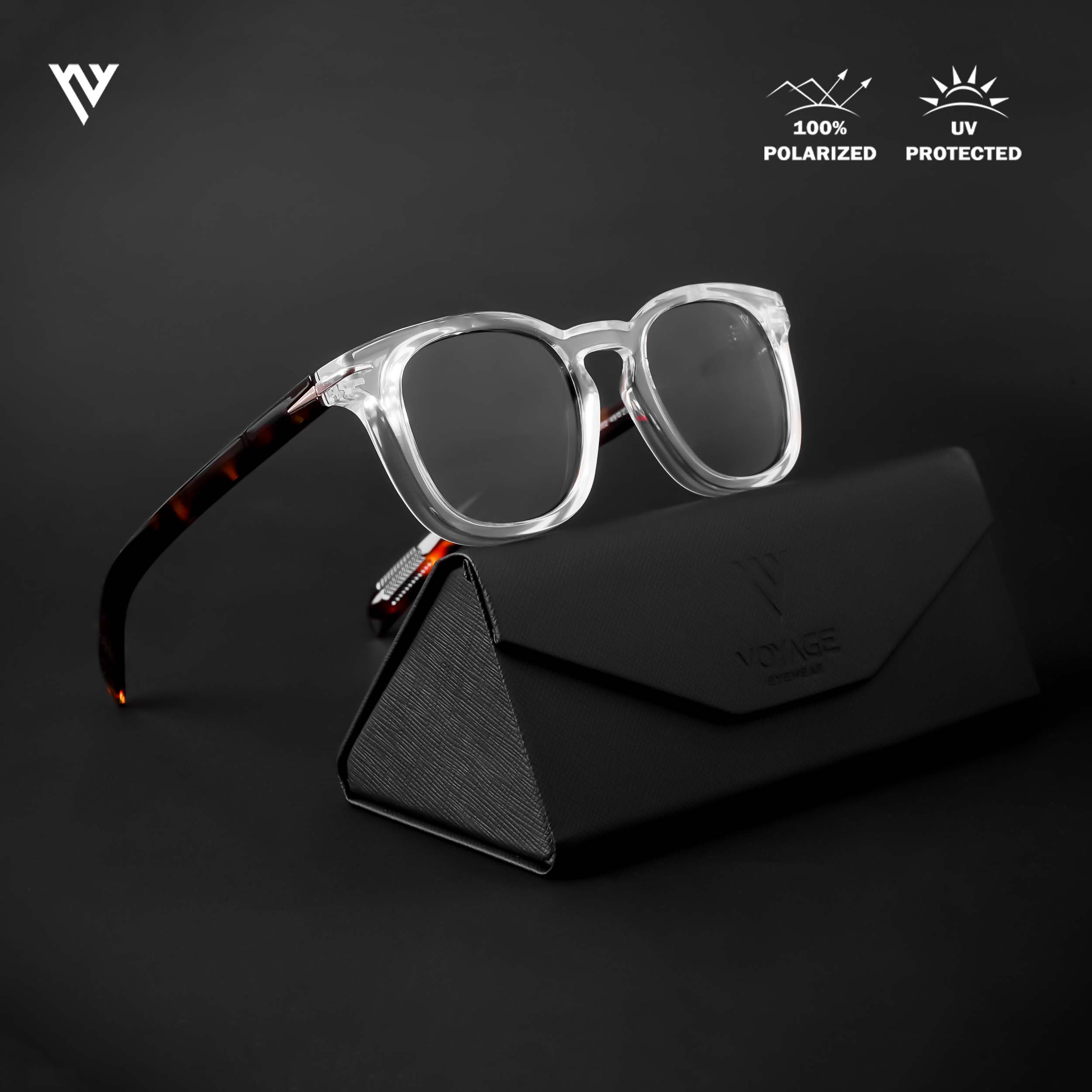 Voyage Exclusive Transparent Polarized Wayfarer Sunglasses for Men & Women - PMG4192