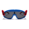 Wrap Around Sunglasses for Kids -6 yrs To 12 yrs (Black Lens | Blue & Red Frame - PMG6086)