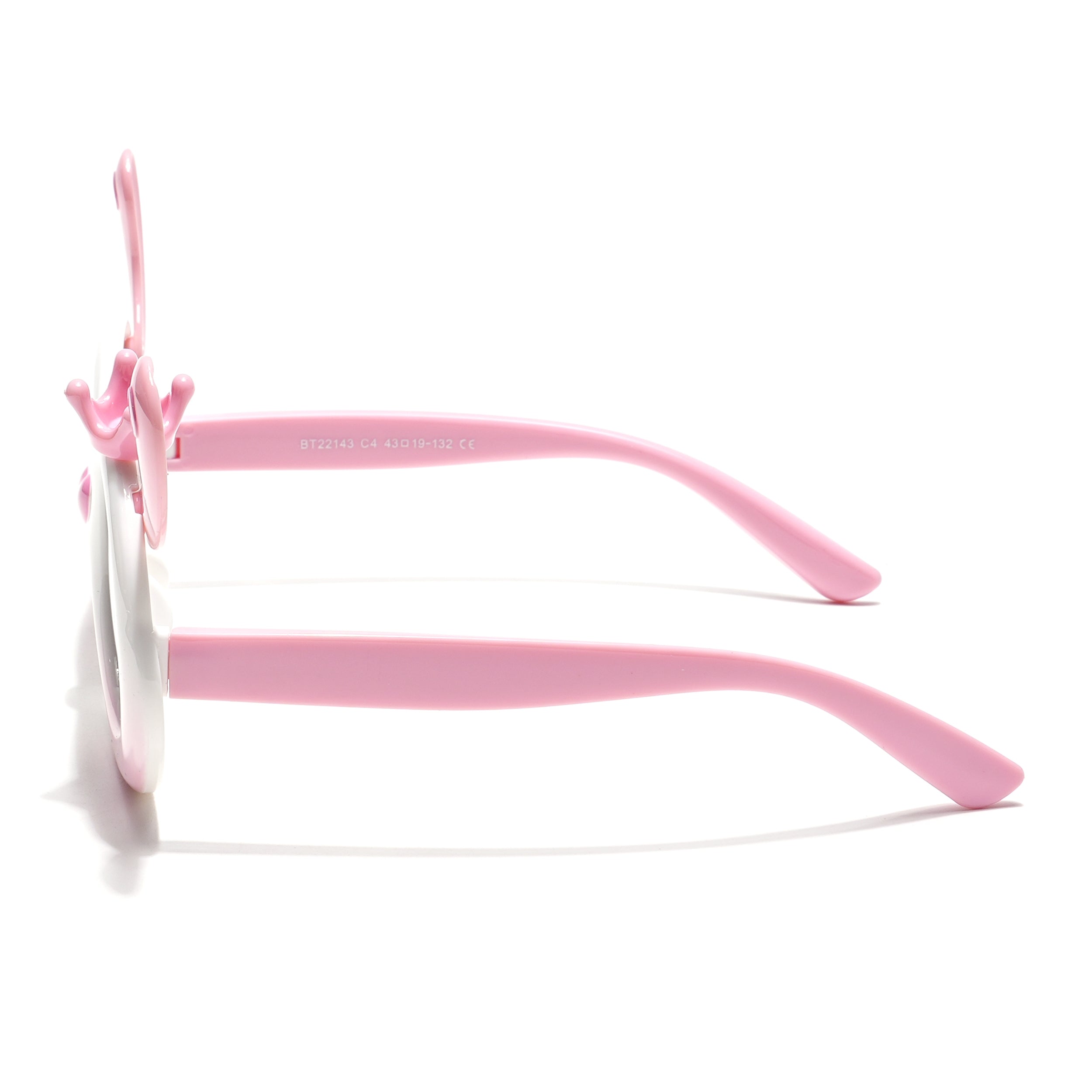 Round Sunglasses for Kids -6 yrs To 12 yrs (Black Lens | White & Pink Frame - PMG6091)