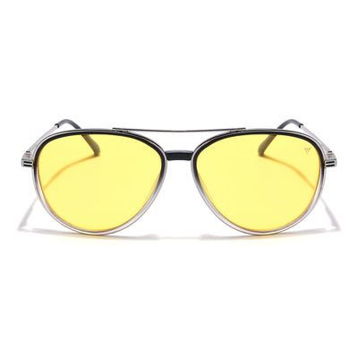 Voyage Select Aviator Sunglasses (Yellow Lens | Black & Transparent Frame - SLPMG5936)