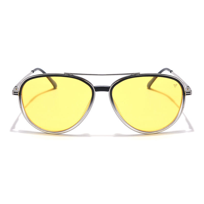 Voyage Select Aviator Sunglasses (Yellow Lens | Black & Transparent Frame - SLPMG5936)