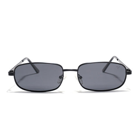 Vesper | Black Polarized Rectangle Sunglasses (Black Lens - PMG5845)