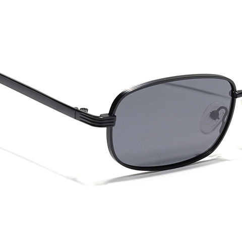 Vesper | Black Polarized Rectangle Sunglasses (Black Lens - PMG5845)