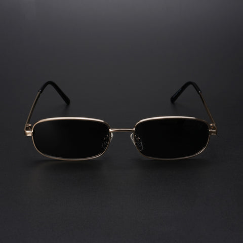 Vesper |  Golden Polarized Rectangle Sunglasses (Black Lens - PMG5846)