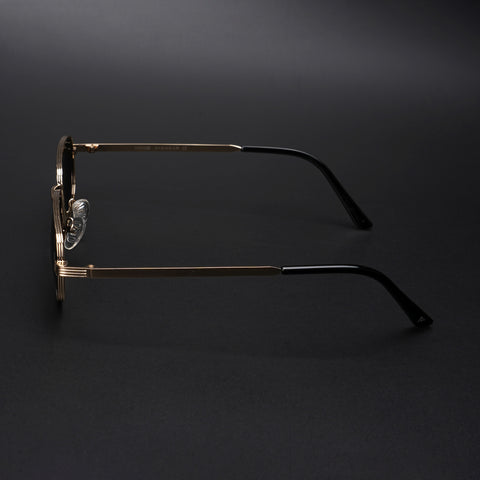 Vesper |  Golden Polarized Rectangle Sunglasses (Black Lens - PMG5846)