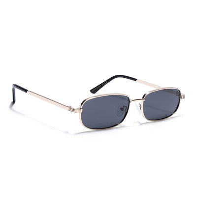 Vesper |  Golden Polarized Rectangle Sunglasses (Black Lens - PMG5846)
