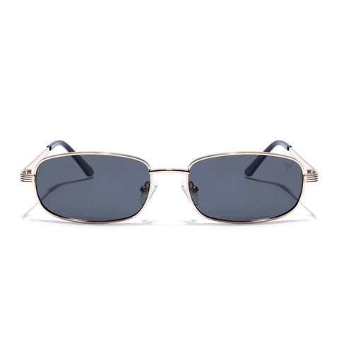 Vesper |  Golden Polarized Rectangle Sunglasses (Black Lens - PMG5846)
