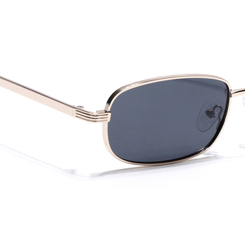 Vesper |  Golden Polarized Rectangle Sunglasses (Black Lens - PMG5846)