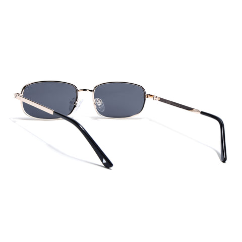 Vesper |  Golden Polarized Rectangle Sunglasses (Black Lens - PMG5846)