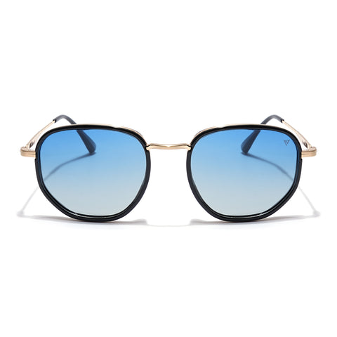 Voyage Select Square Sunglasses (Blue Lens | Black & Golden Frame - SLPMG5939)