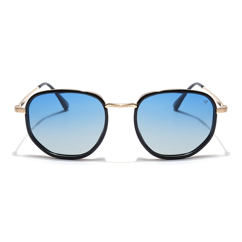 Voyage Select Square Sunglasses (Blue Lens | Black & Golden Frame - SLPMG5939)