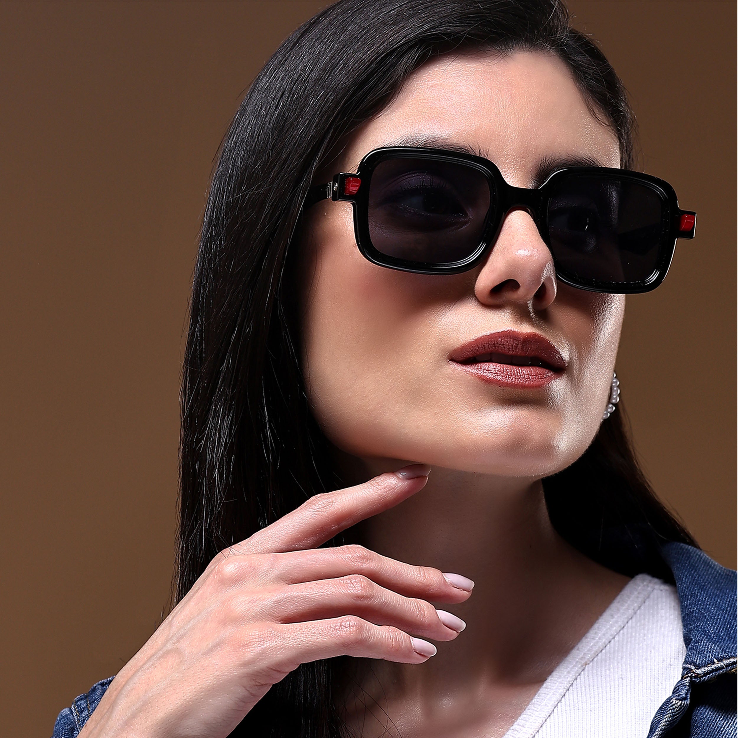 Voyage Shine Black Square Sunglasses for Men & Women - MG4885