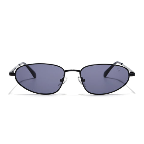 Oval Sunglasses for Men & Women (Grey Lens | Black Frame - MG7144)