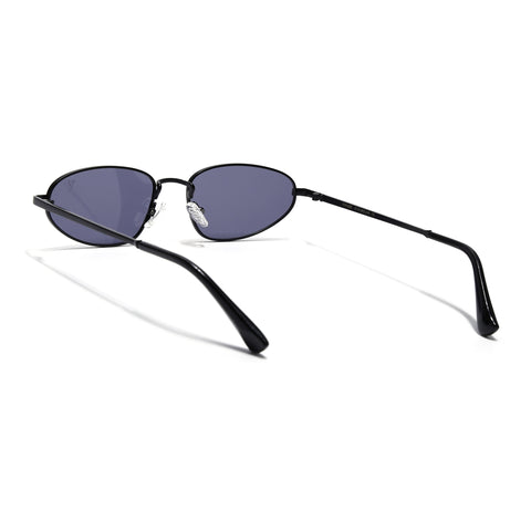 Oval Sunglasses for Men & Women (Grey Lens | Black Frame - MG7144)