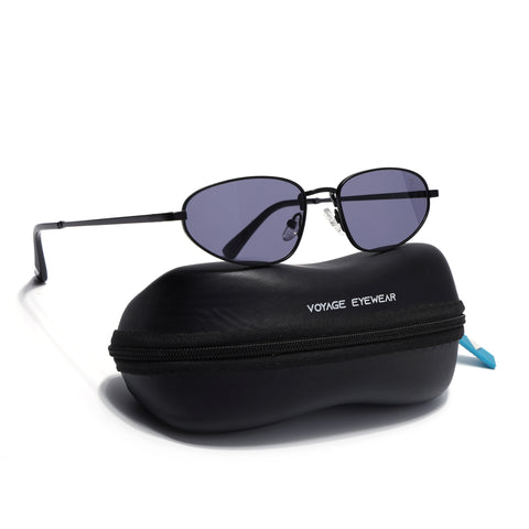 Oval Sunglasses for Men & Women (Grey Lens | Black Frame - MG7144)