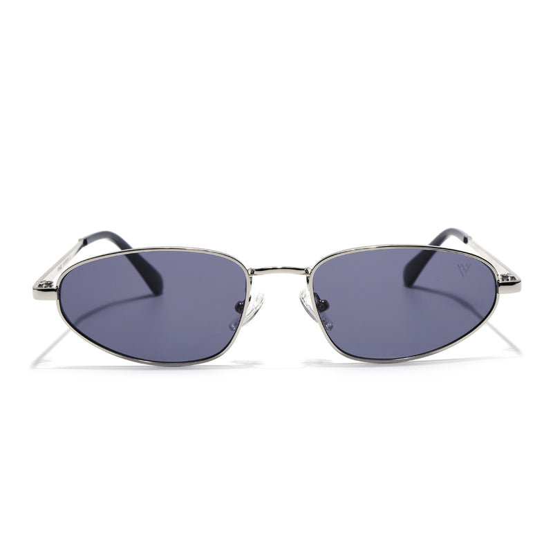 Oval Sunglasses for Men & Women (Grey Lens | Silver Frame - MG7145)