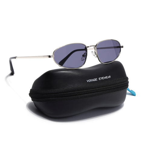 Oval Sunglasses for Men & Women (Grey Lens | Silver Frame - MG7145)