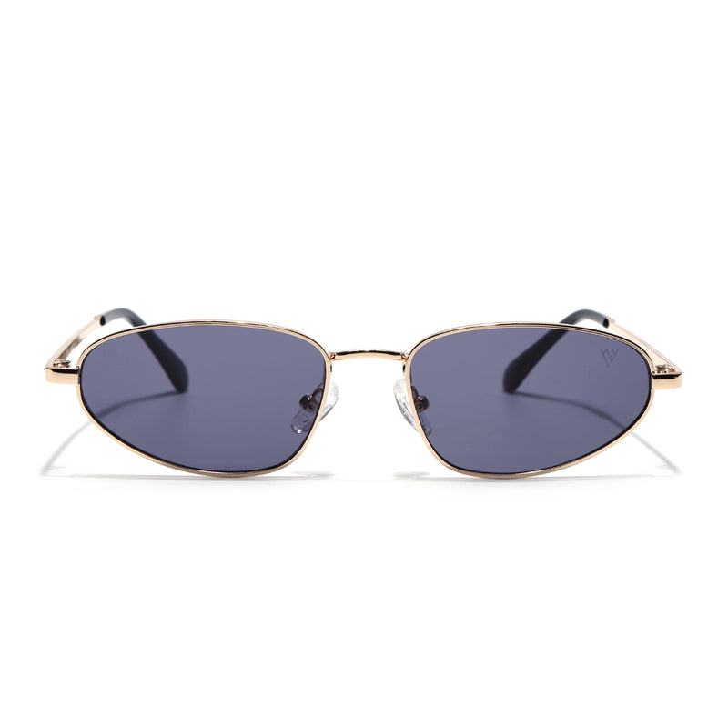 Oval Sunglasses for Men & Women (Grey Lens | Golden Frame - MG7146)
