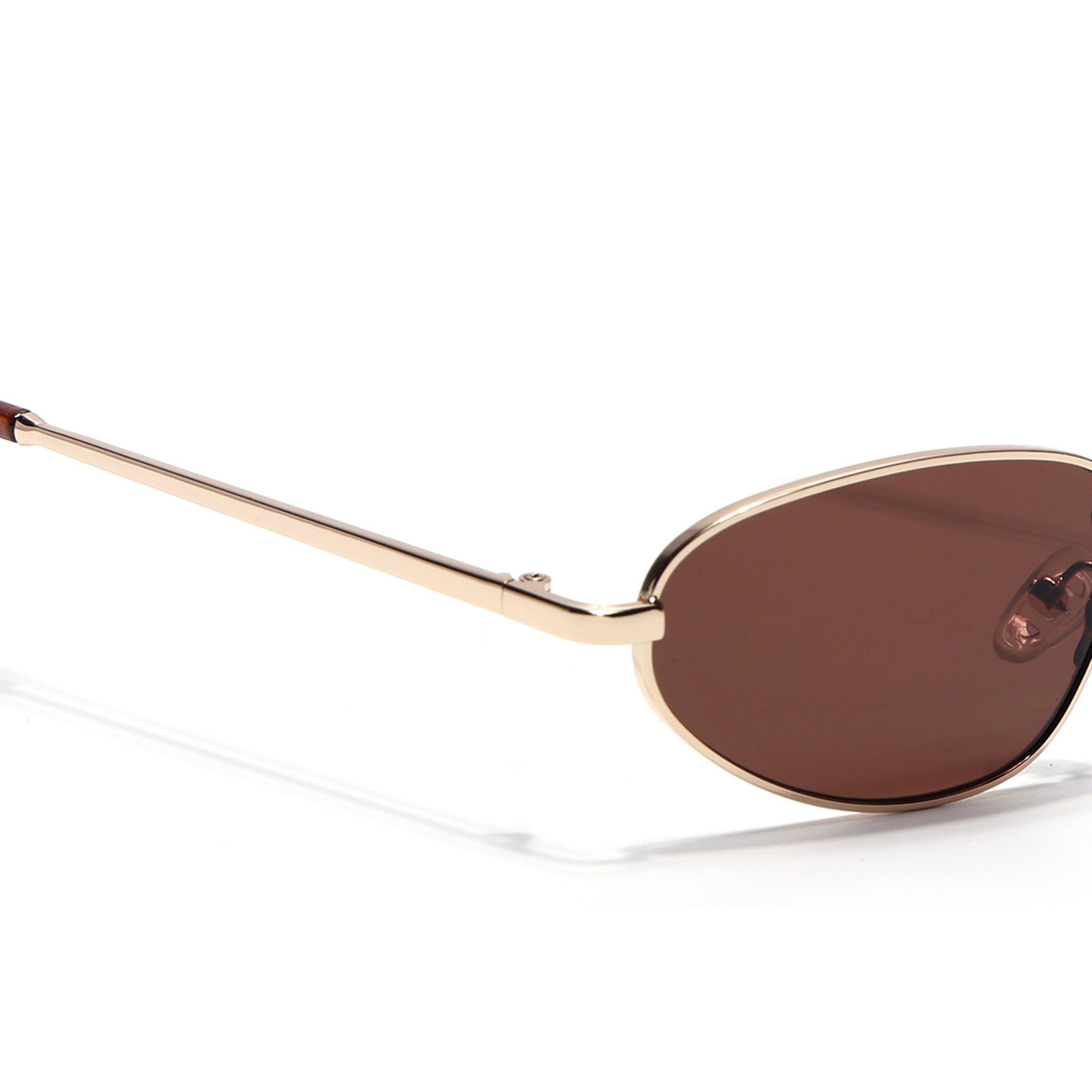 Oval Sunglasses for Men & Women (Brown Lens | Golden Frame - MG7147)