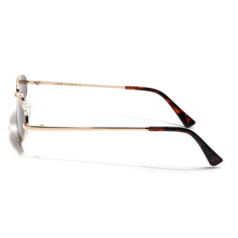 Oval Sunglasses for Men & Women (Brown Lens | Golden Frame - MG7147)