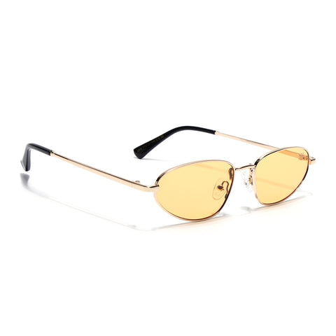 Oval Sunglasses for Men & Women (Saffron Lens | Golden Frame - MG7148)