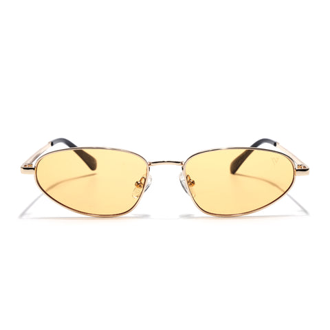Oval Sunglasses for Men & Women (Saffron Lens | Golden Frame - MG7148)