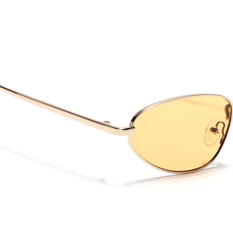 Oval Sunglasses for Men & Women (Saffron Lens | Golden Frame - MG7148)