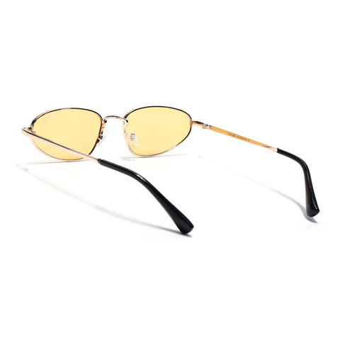 Oval Sunglasses for Men & Women (Saffron Lens | Golden Frame - MG7148)