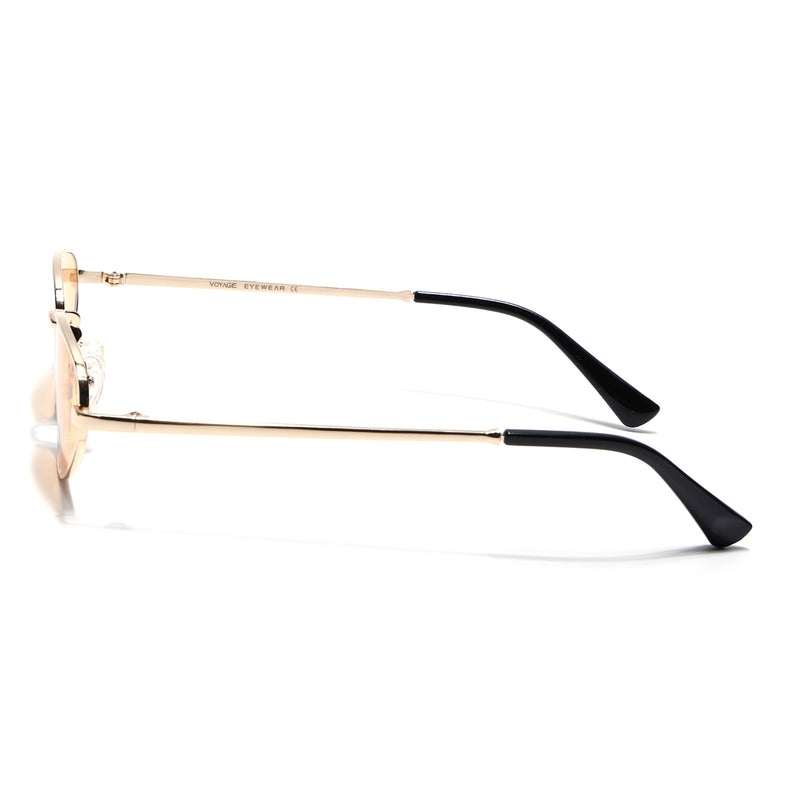 Oval Sunglasses for Men & Women (Saffron Lens | Golden Frame - MG7148)