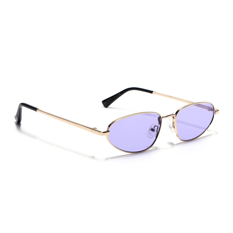 Oval Sunglasses for Men & Women (violet Lens | Golden Frame - MG7149)