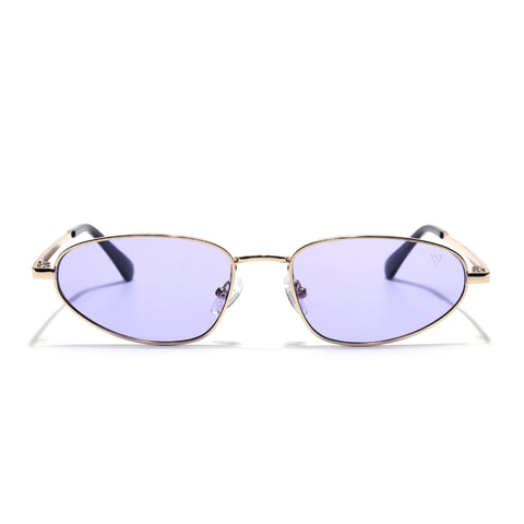 Oval Sunglasses for Men & Women (violet Lens | Golden Frame - MG7149)