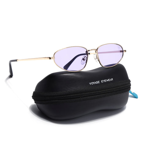 Oval Sunglasses for Men & Women (violet Lens | Golden Frame - MG7149)