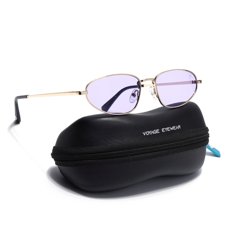 Oval Sunglasses for Men & Women (violet Lens | Golden Frame - MG7149)