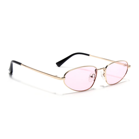 Oval Sunglasses for Men & Women (Pink Lens | Golden Frame - MG7150)