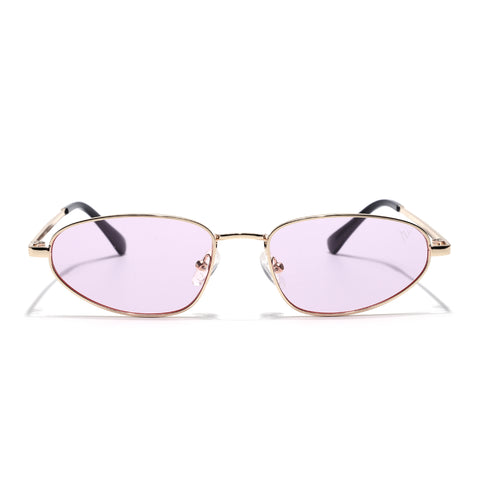 Oval Sunglasses for Men & Women (Pink Lens | Golden Frame - MG7150)
