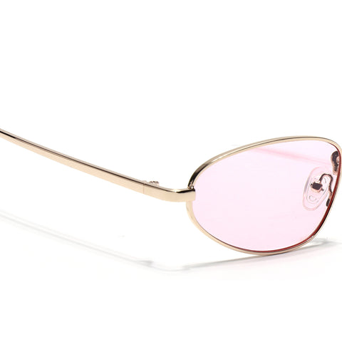 Oval Sunglasses for Men & Women (Pink Lens | Golden Frame - MG7150)