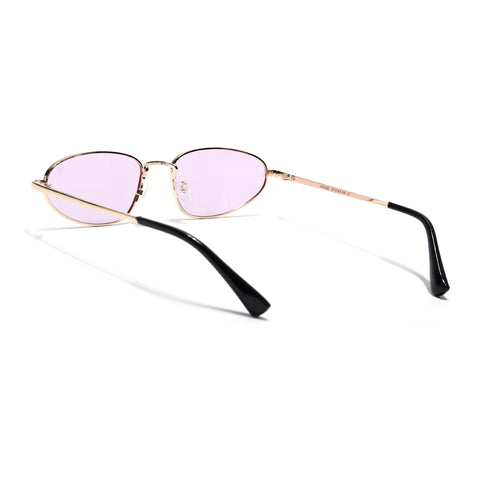 Oval Sunglasses for Men & Women (Pink Lens | Golden Frame - MG7150)