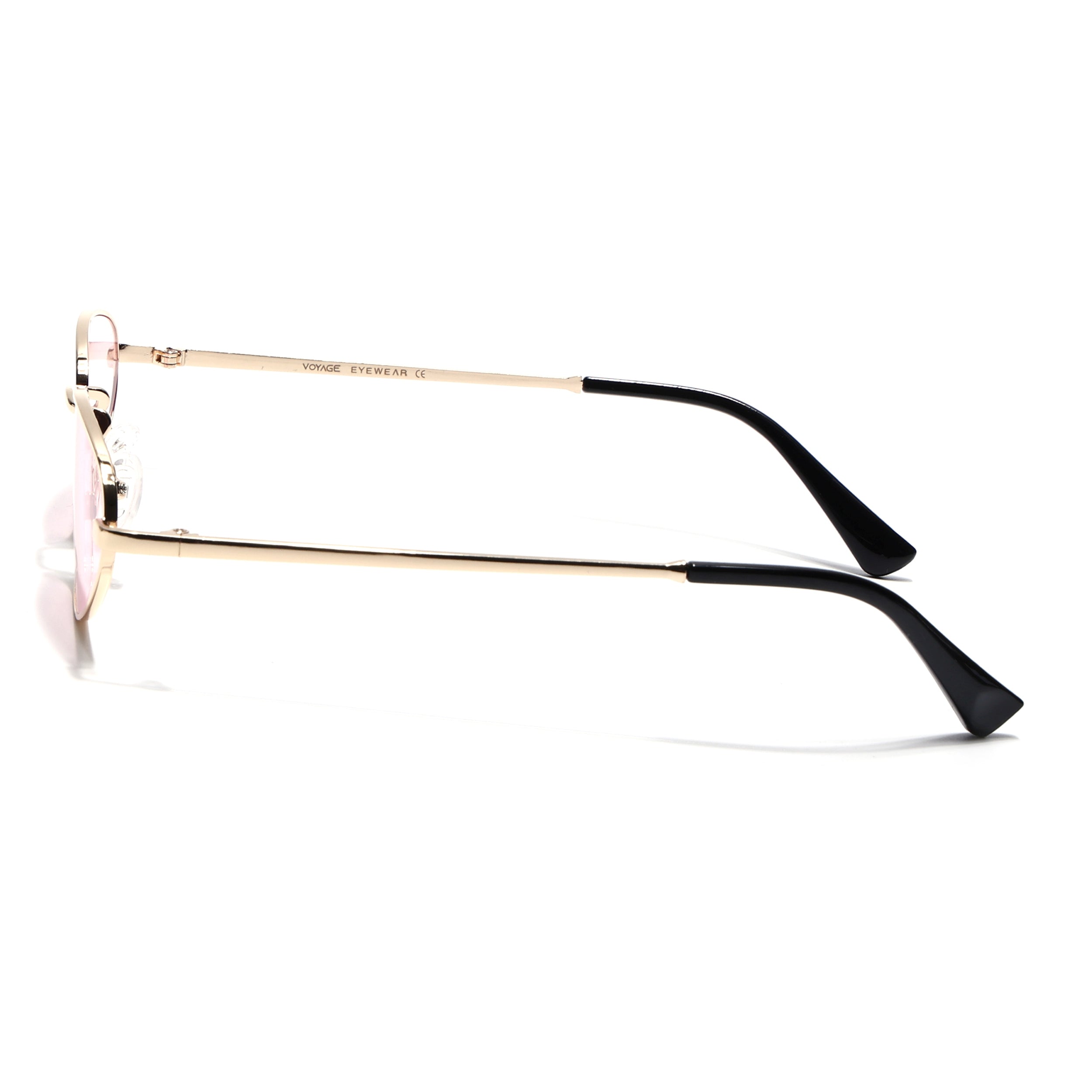 Oval Sunglasses for Men & Women (Pink Lens | Golden Frame - MG7150)