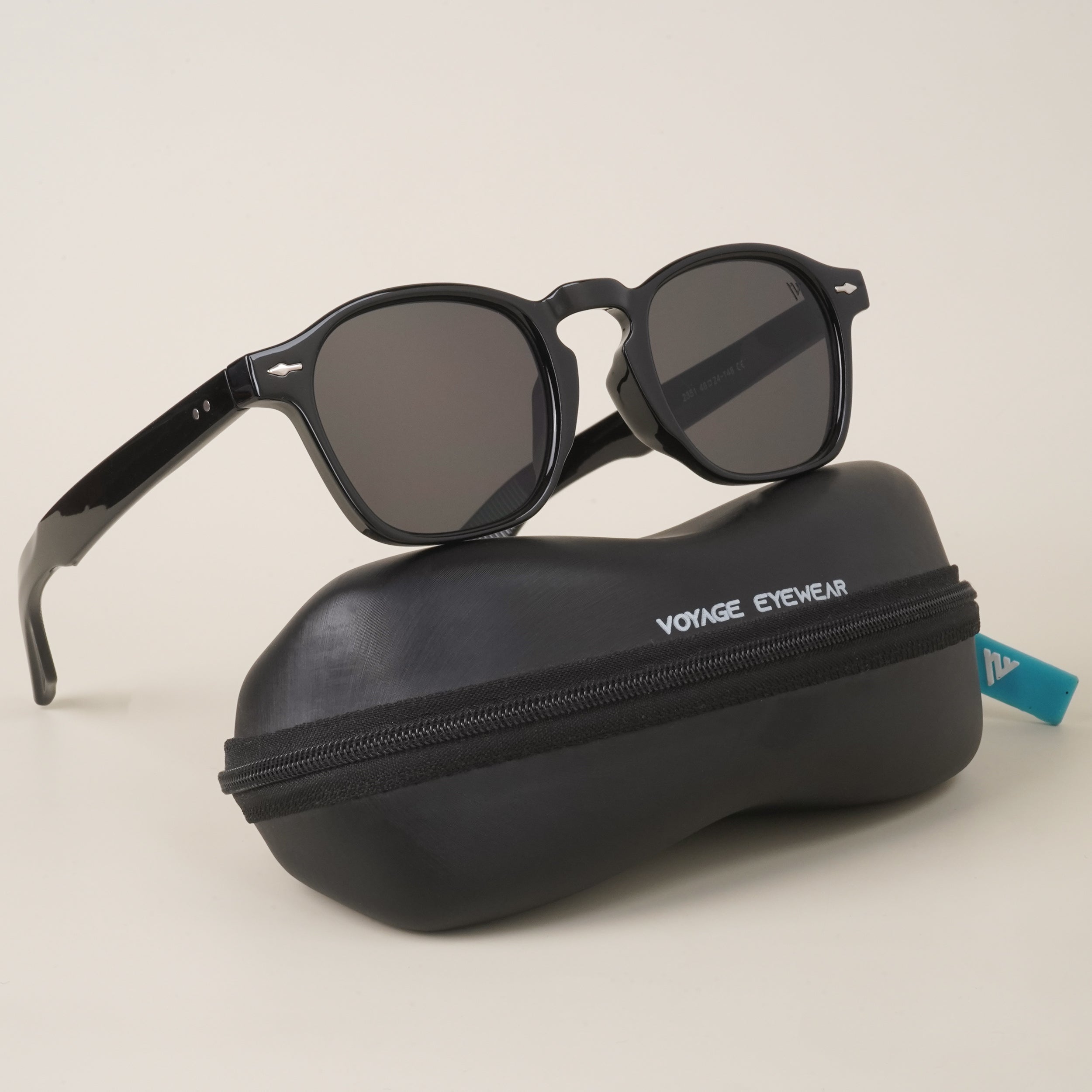 Voyage Black Round Sunglasses for Men & Women (2351MG3960)