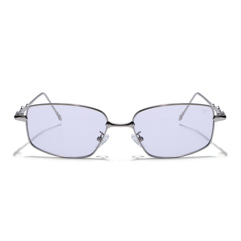 Rectangle Sunglasses for Men & Women (Purple Lens | Silver Frame - MG7823)