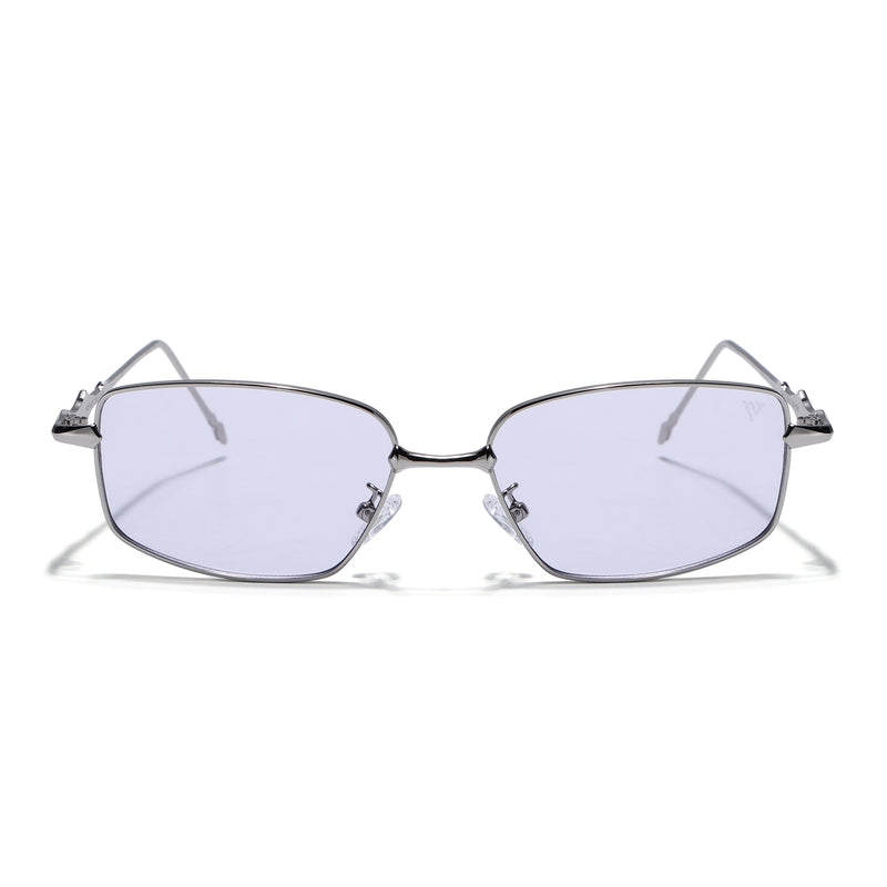 Rectangle Sunglasses for Men & Women (Purple Lens | Silver Frame - MG7823)