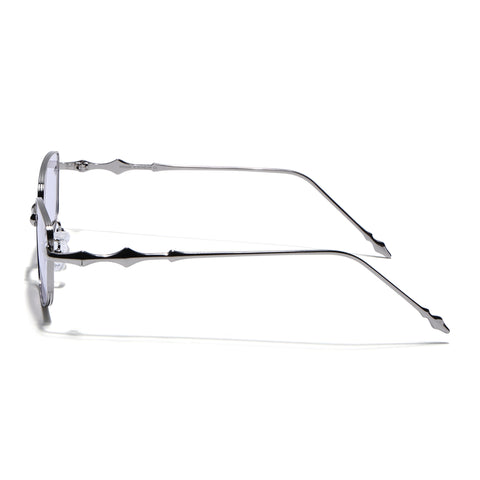 Rectangle Sunglasses for Men & Women (Purple Lens | Silver Frame - MG7823)