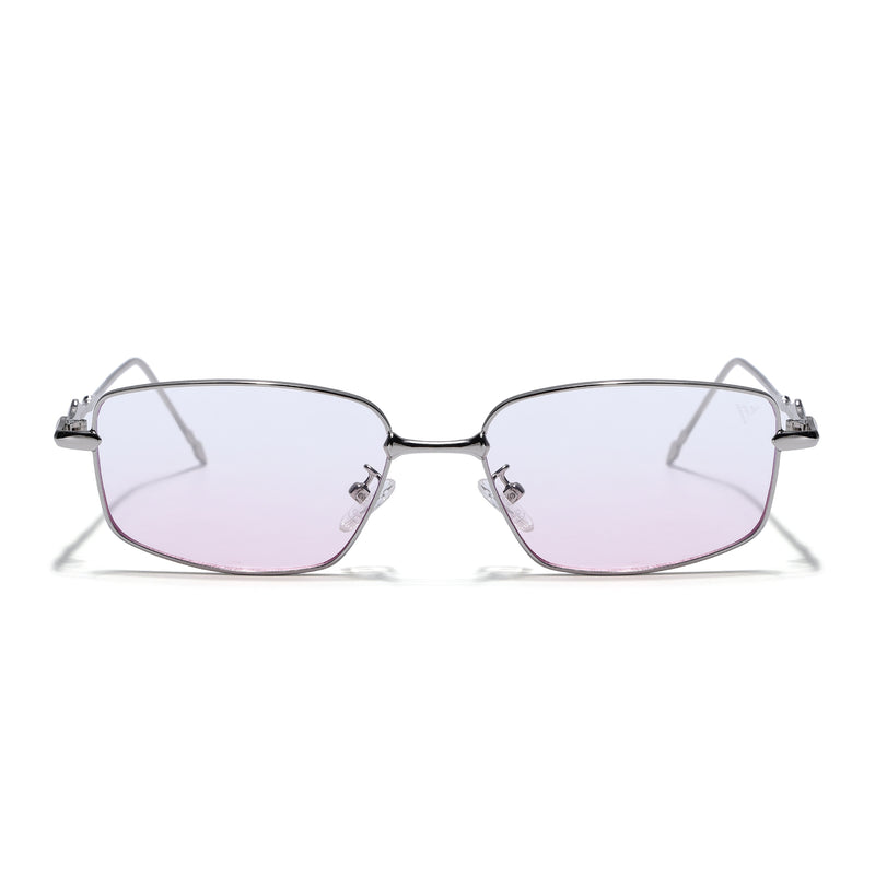 Rectangle Sunglasses for Men & Women (Pink Lens | Silver Frame - MG7824)
