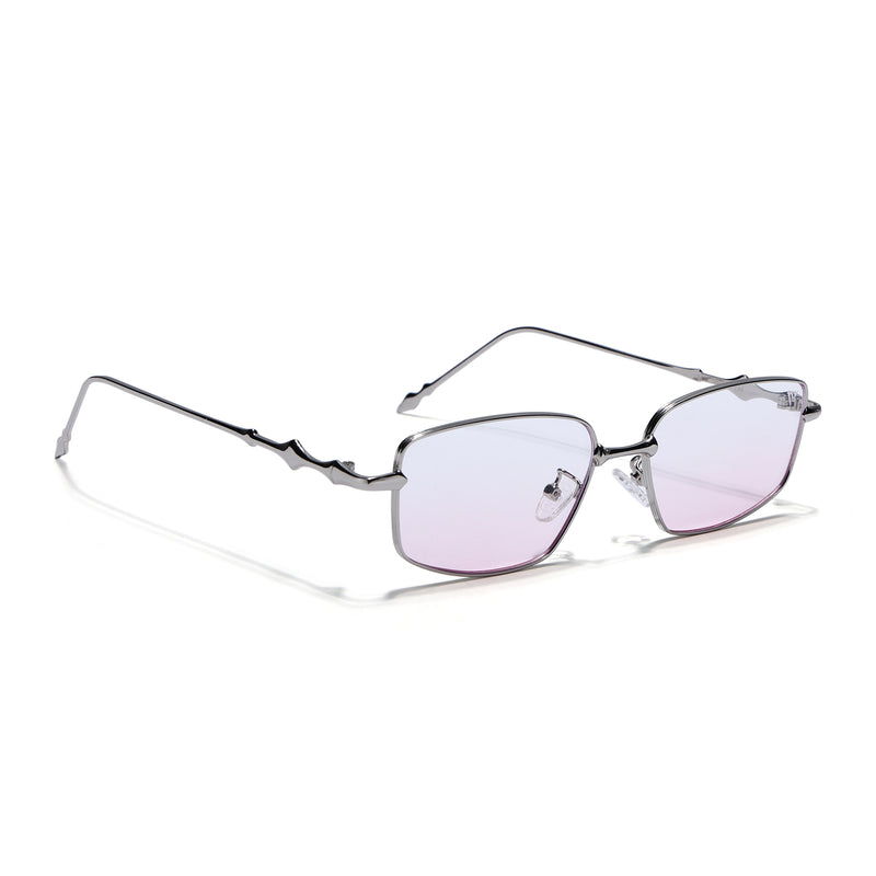 Rectangle Sunglasses for Men & Women (Pink Lens | Silver Frame - MG7824)