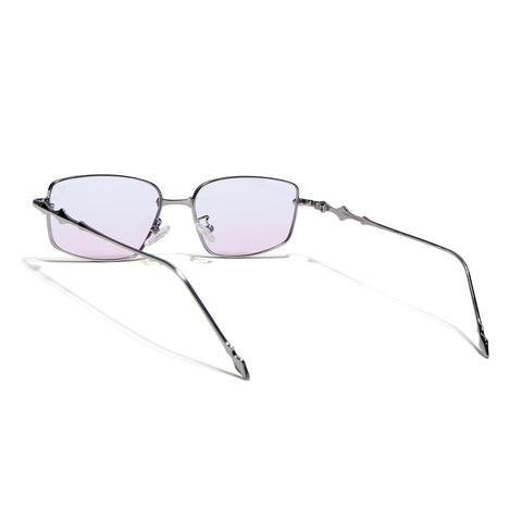 Rectangle Sunglasses for Men & Women (Pink Lens | Silver Frame - MG7824)