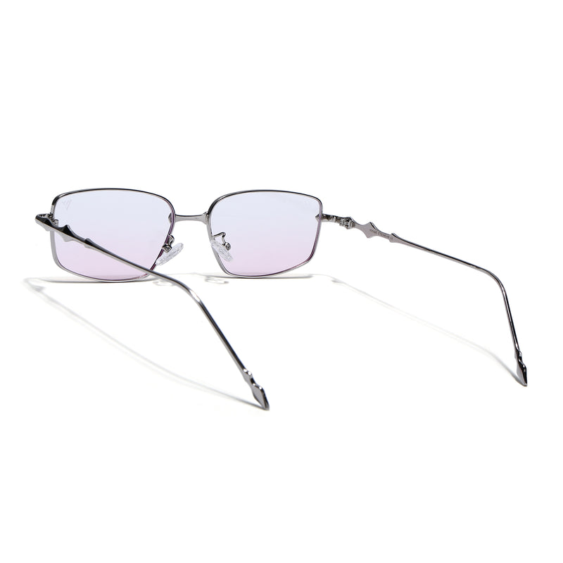Rectangle Sunglasses for Men & Women (Pink Lens | Silver Frame - MG7824)
