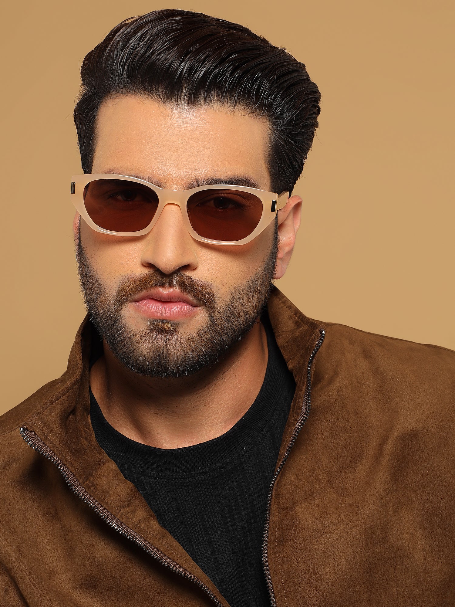 Rectangle Sunglasses for Men & Women (Brown Lens | Light Brown Frame - MG7263)