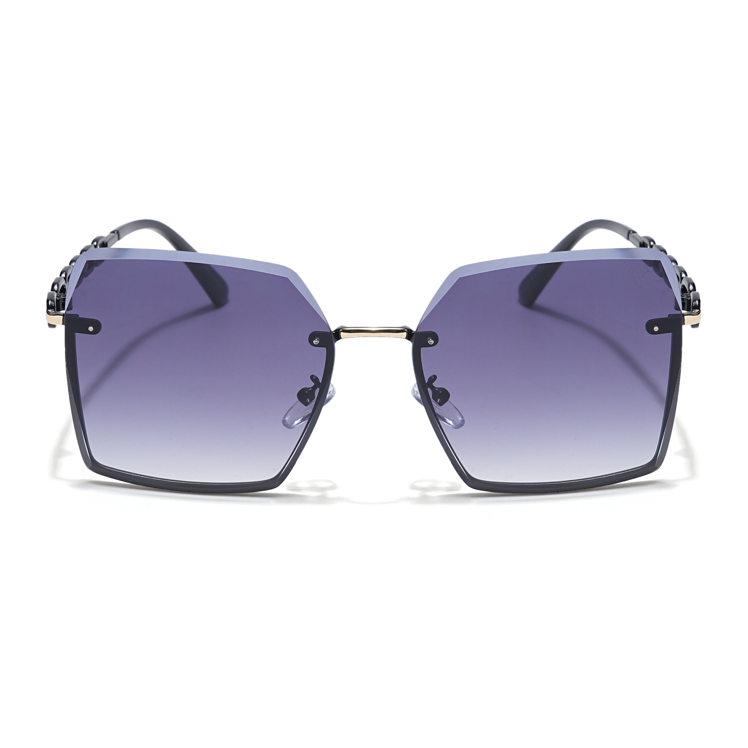 Over Size Sunglasses (Grey & Clear Lens | Golden Frame - MG5796)