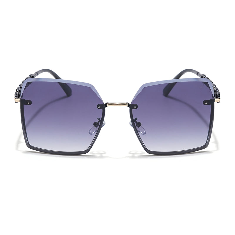 Over Size Sunglasses (Grey & Clear Lens | Golden Frame - MG5796)