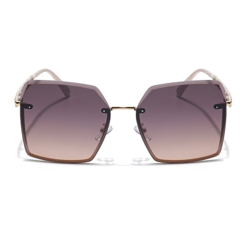Over Size Sunglasses (Brown Lens | Golden Frame - MG5797)